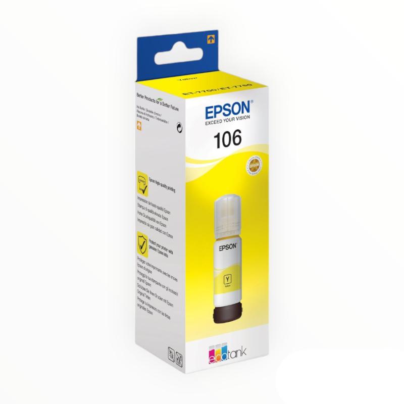 Epson Printer Ink Epson 106 Eco Tank Yellow Ink Bottle (70ml) (7790815543385)