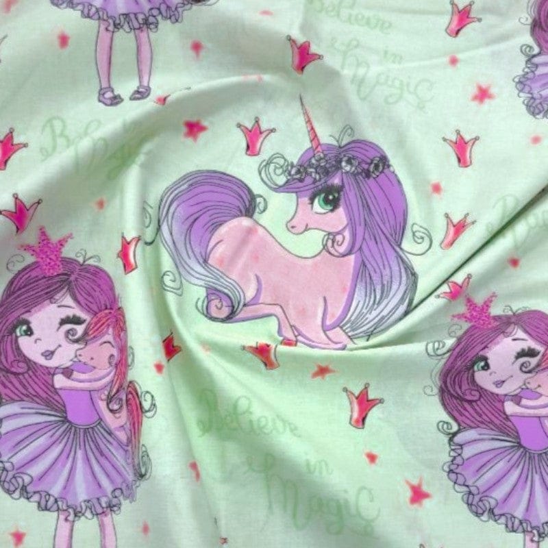 EVTEKS Sheeting Fabrics Green 100% Printed Cotton Percale Sheeting Princess 240 cm