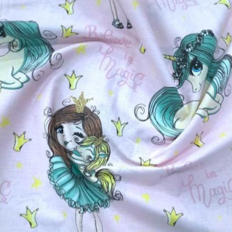 EVTEKS Sheeting Fabrics Pink 100% Printed Cotton Percale Sheeting Princess 240 cm