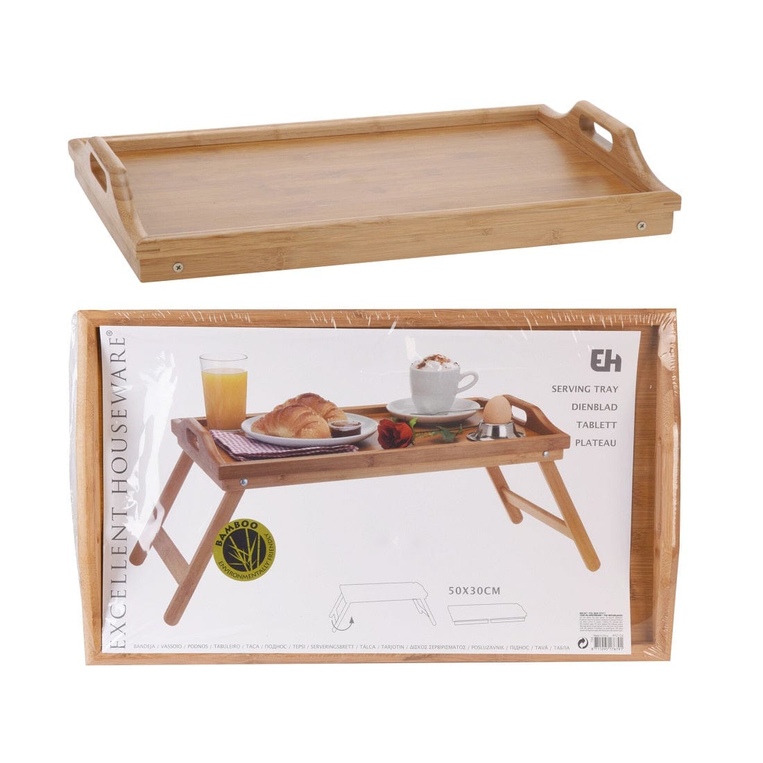 Excellent Houseware Excellent Houseware Bamboo Serving Tray For Bed 50x30cm (7312495116377)