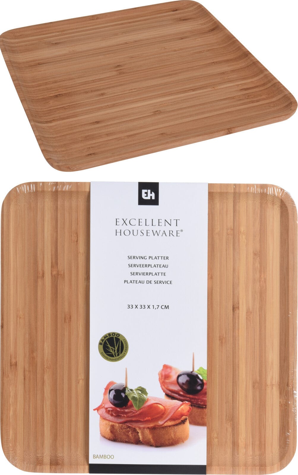 Excellent Houseware Plate Bamboo Excellent Houseware Bamboo Serving Tray 33X33 (7311125217369)