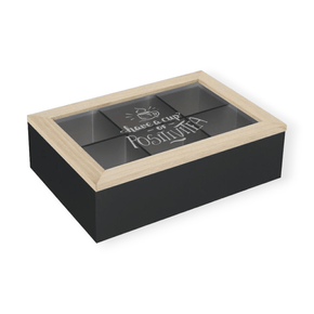 Excellent Houseware Tea Box Excellent Houseware Tea Box With Compartments Black (7296730923097)