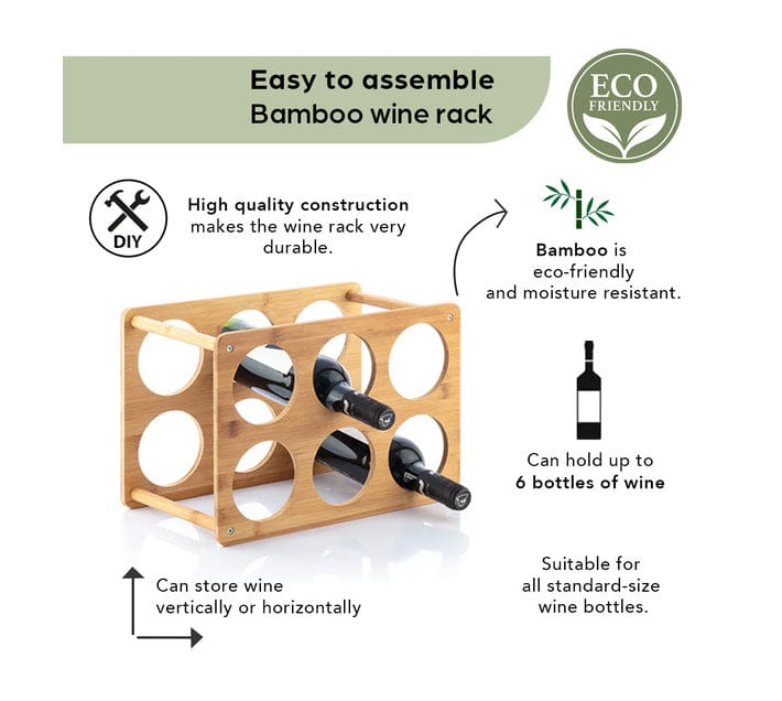 Excellent Houseware Wine Rack Excellent Houseware Wine Rack Bamboo 6 Bottles (6929485299801)