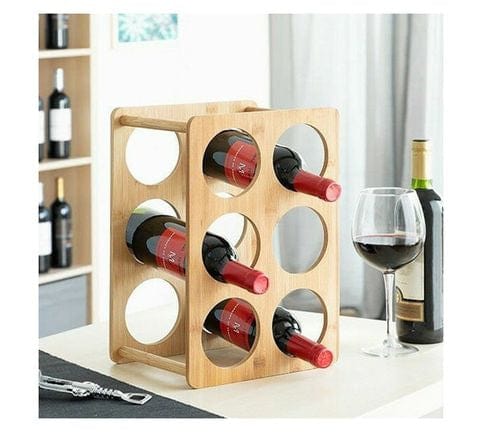 Excellent Houseware Wine Rack Excellent Houseware Wine Rack Bamboo 6 Bottles (6929485299801)