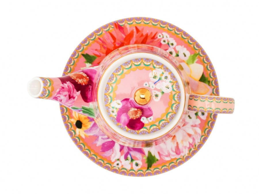 Maxwell & Williams MUGS Maxwell & Williams Dahlia Daze Tea for One With Infuser 340ML Pink 340ml HV0353 (7269073191001)