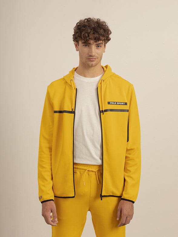 Polo Sweater Polo Mens Sport Tech Fleece Hooded Sweater Top Yellow (7301052530777)