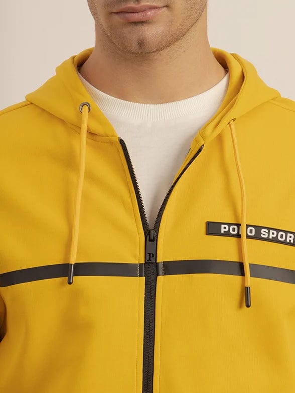 Polo Sweater Polo Mens Sport Tech Fleece Hooded Sweater Top Yellow (7301052530777)
