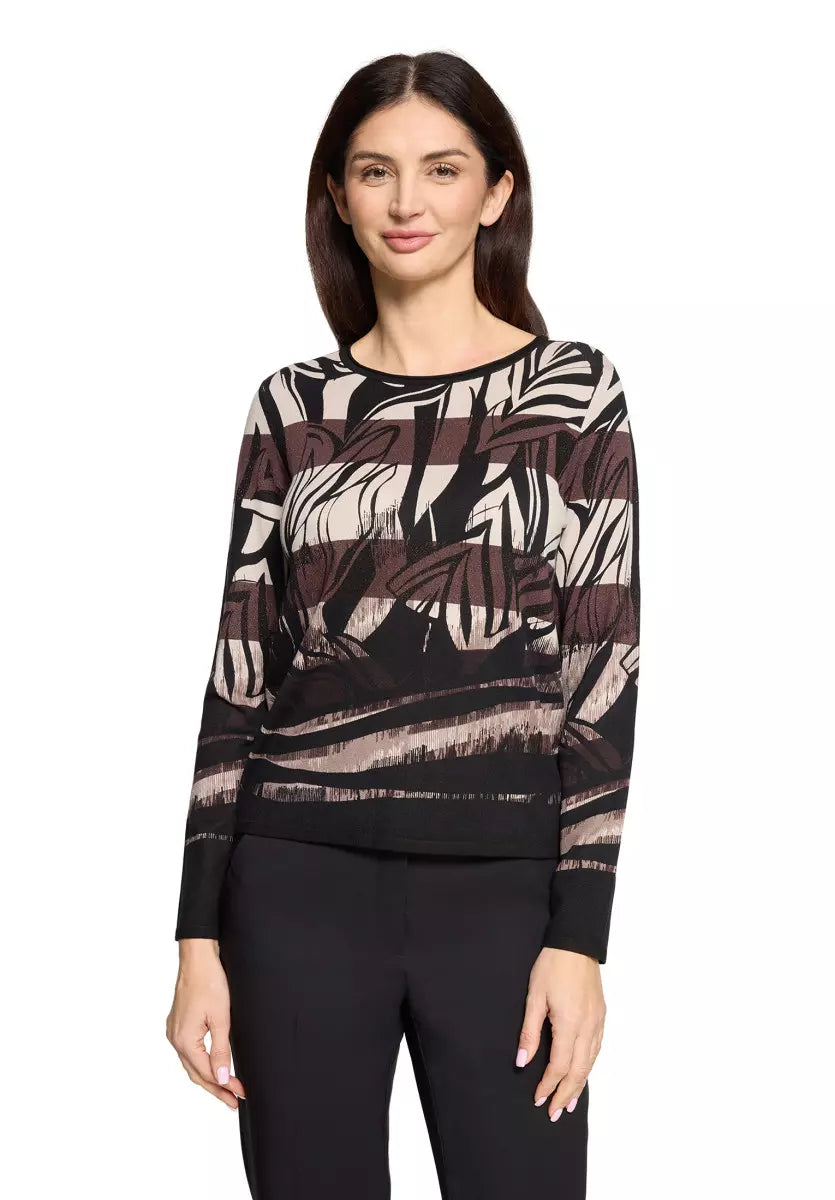 Betty Barclay Ladies Knitted Pullover-Taupe/Black 5384/1714