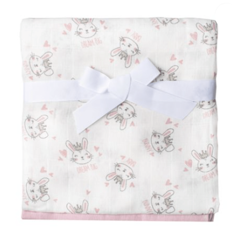 Snuggle BABY BLANKET Baby Bunny Girls Muslin Blanket 2 Pack (7057989009497)