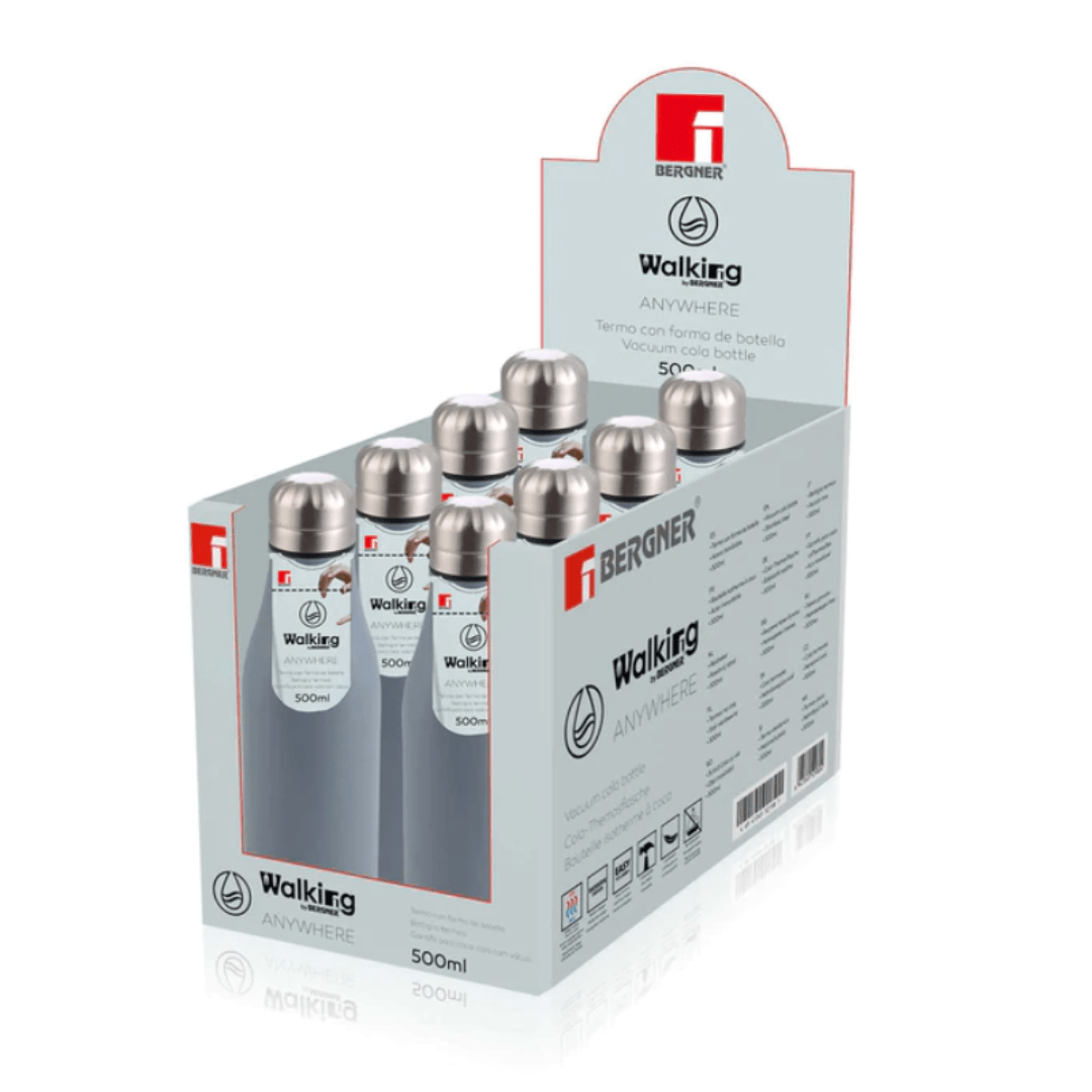 Bergner Travel Mug Bergner Stainless Steel Vacuum Cola Bottle Grey 500ML BG-37560-MGY (7078545391705)