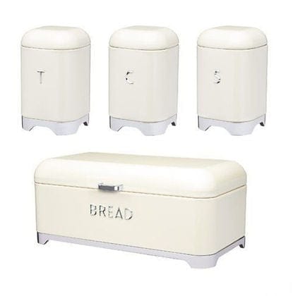 Continental Homeware Bread Bin Continental Homeware Deluxe Edition Bread Bin With 3 Piece Canister Set Cream CH937 (7915084316761)