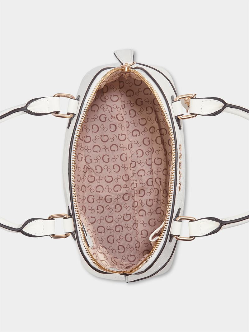 Guess Ladies Handbags Guess White Lexy Crossbody Top Zip Handbag