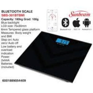 Sunbeam BATHROOM SCALE Sunbeam electronic bluetooth bathroom scale SBS-301BTBMI (6579623526489)