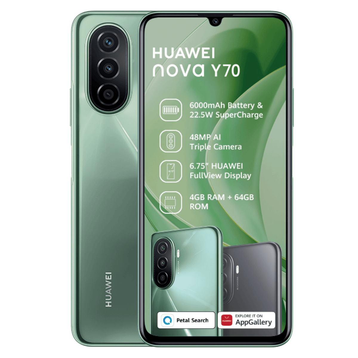 Huawei Mobile Phones Huawei Nova Y70 Dual Sim Crush Green (7147763826777)