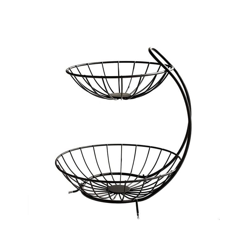 Continental Homeware Plasticware Continental Houmeware Double Layer Fruit Basket Black CH736 (7299230335065)