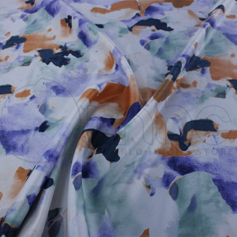 SATIN Dress Fabrics Orange Printed Duchess Satin Fabric 150cm (7187805765721)