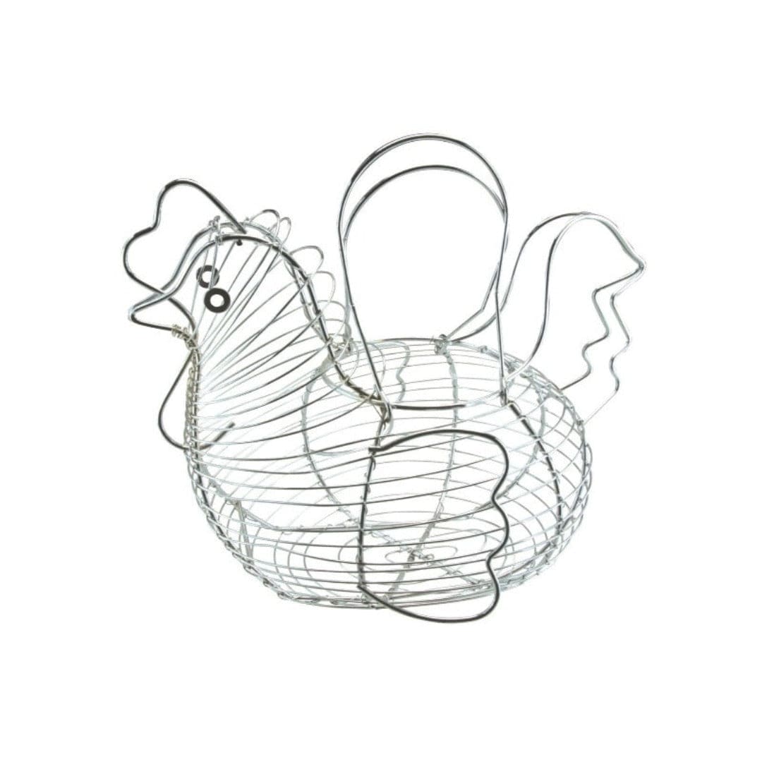 Stainless Steel BASKET Chicken Shape Chrome Egg Basket (4178446221401)