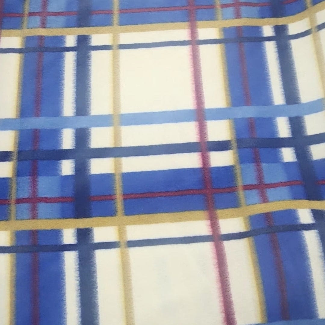 Fleece Blankets Printed Polar Fleece Fabric Royal/Cream Check 150 cm (7588976590937)