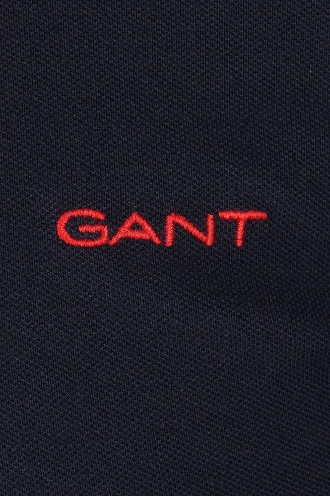 Gant Golf T Shirt GANT Contrast Pique Long Sleeved Polo Shirt Evening Blue