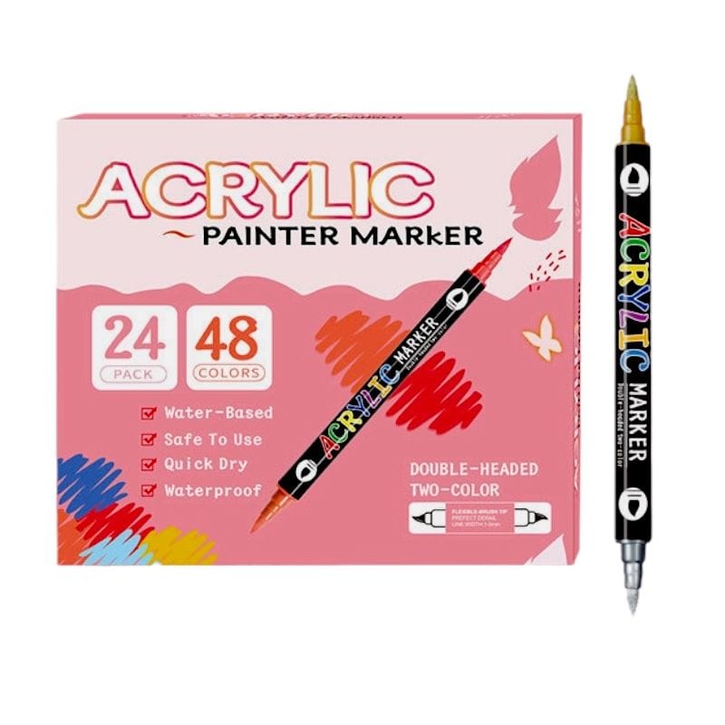 The Art Journey Tech & Office The Art Journey 24-Pack 48 Color Dual-Tip Acrylic Paint Marker Set - 2 Colors Per Pen ART009 (7802269237337)