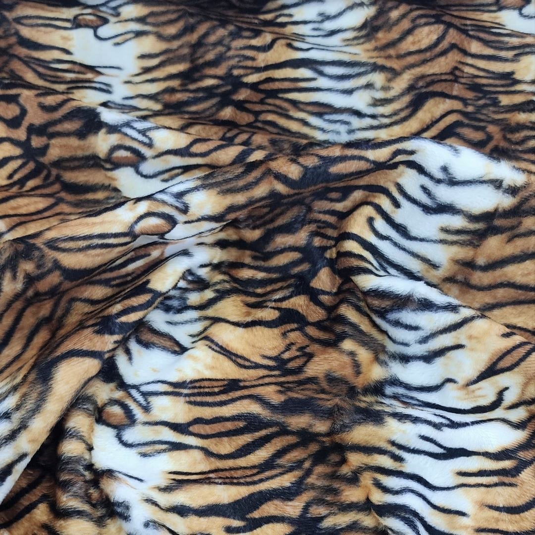 VELBOA Dress Fabrics Printed Velboa Fabric Tiger 150cm (7336769028185)