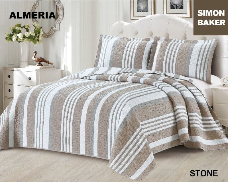 SIMON BAKER BEDSPREAD Simon Baker Almeria Jacquard Bedspread Stone (6595020357721)
