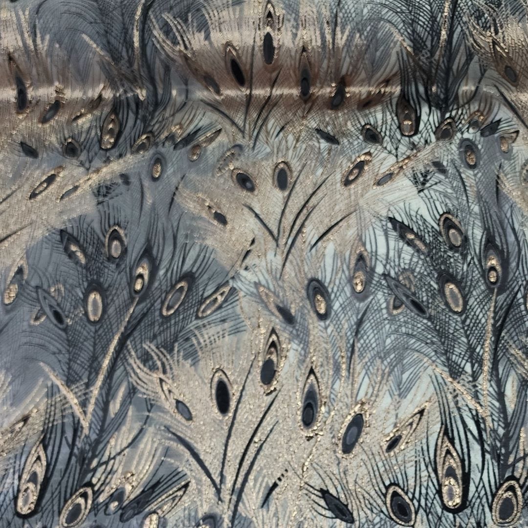 BROCADE Dress Fabrics Peacock Brocade Fabric Grey 150cm (7400710963289)