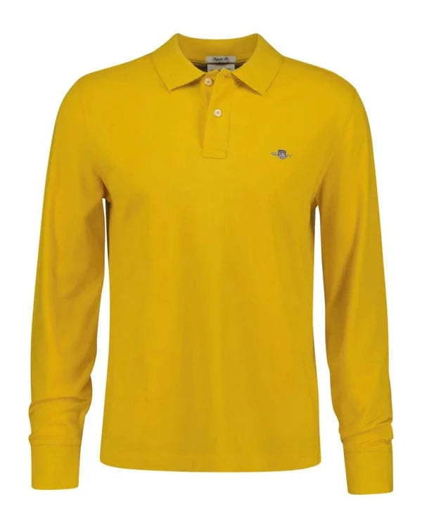 Gant Golfer S Regular Fit Shield Long Sleeve Pique Rugger Yellow