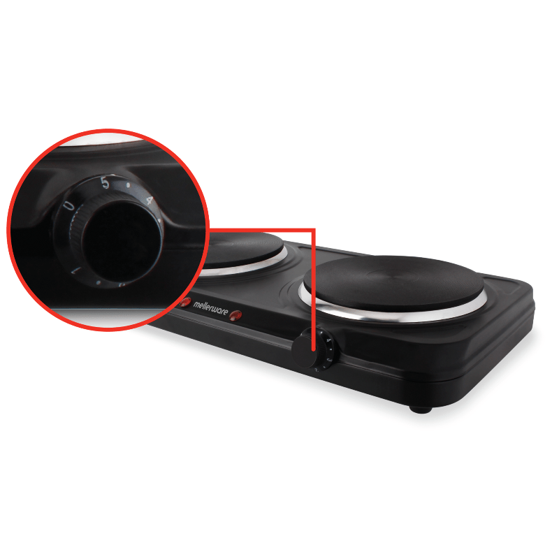 Mellerware HOTPLATE Mellerware 2000W Hotplate Solid Plate Double Steel Black (6781710860377)