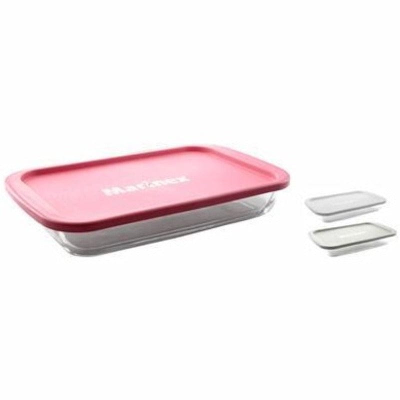 MARINEX Kitchen Marinex Rect. Roaster With Colour Pink Plastic Lid(2.2L) (4735384453209)