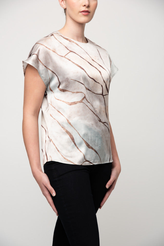 Polo Women Nora Short Sleeve Printed Blouse Sand