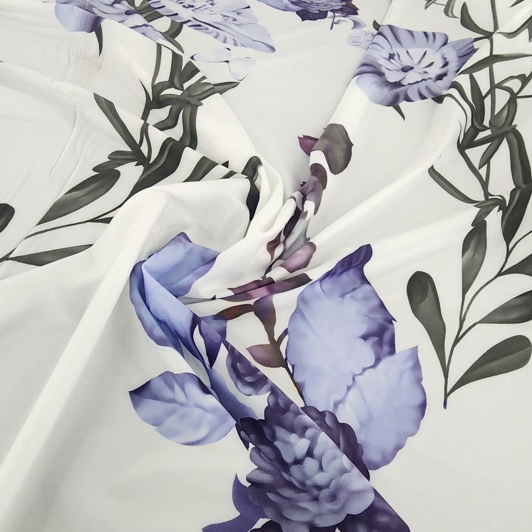 FABIANA Dress Fabrics Fabiana Stretch Fabric 150cm White/Lilac (7510766747737)