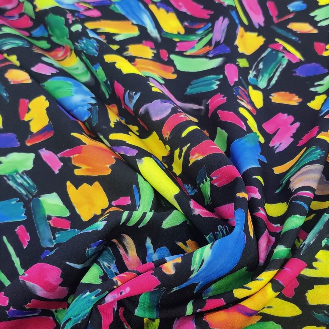 FABIANA Dress Fabrics Printed Digital Fabiana Fabric Black 150cm (7313896243289)