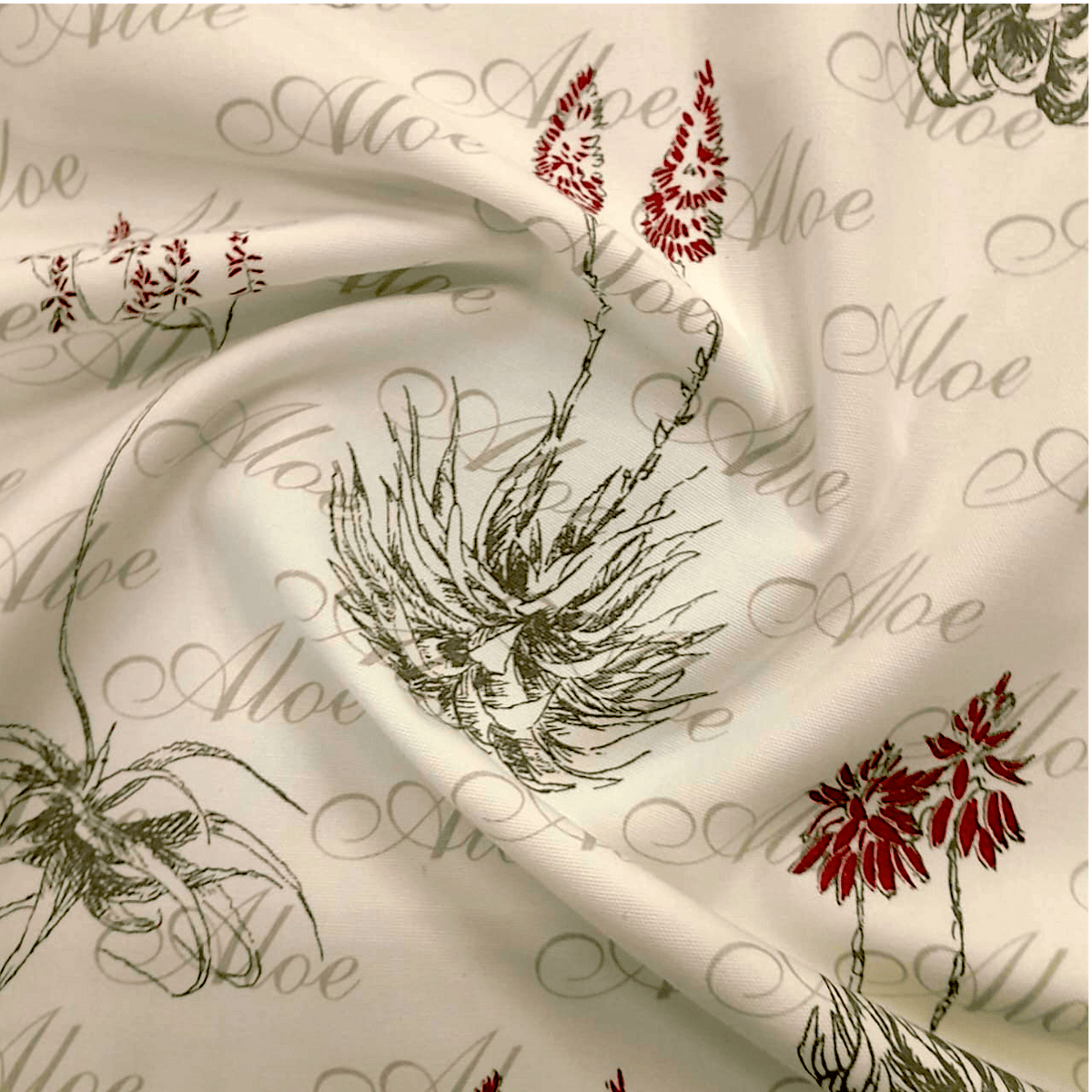 Fabric Printed Cotton Fabric Fabric 100% Poly Cotton Aloe Natural 140 cm
