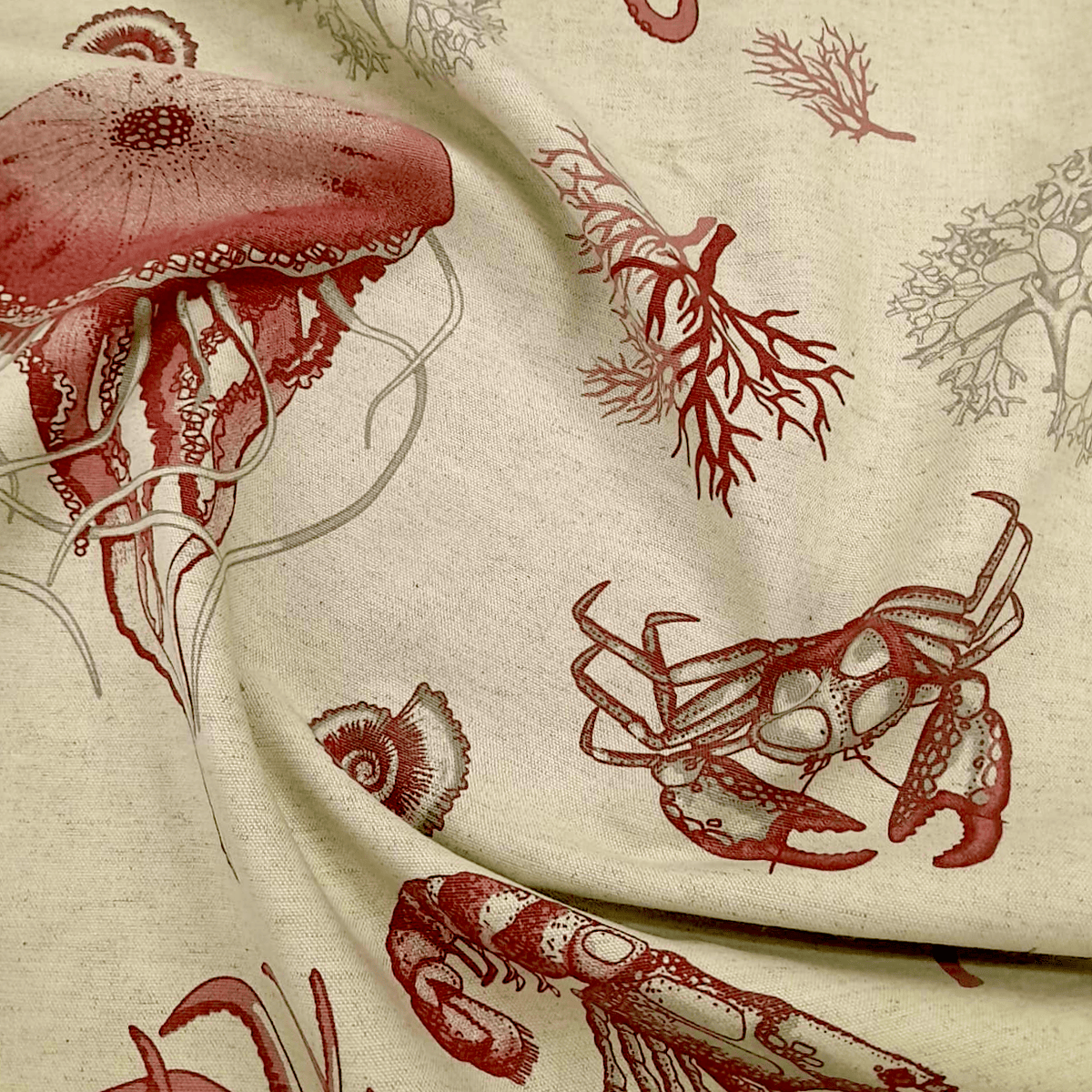 Fabric Printed Cotton Fabric Fabric 100% Printed Poly Cotton Sea Creatures 140 cm