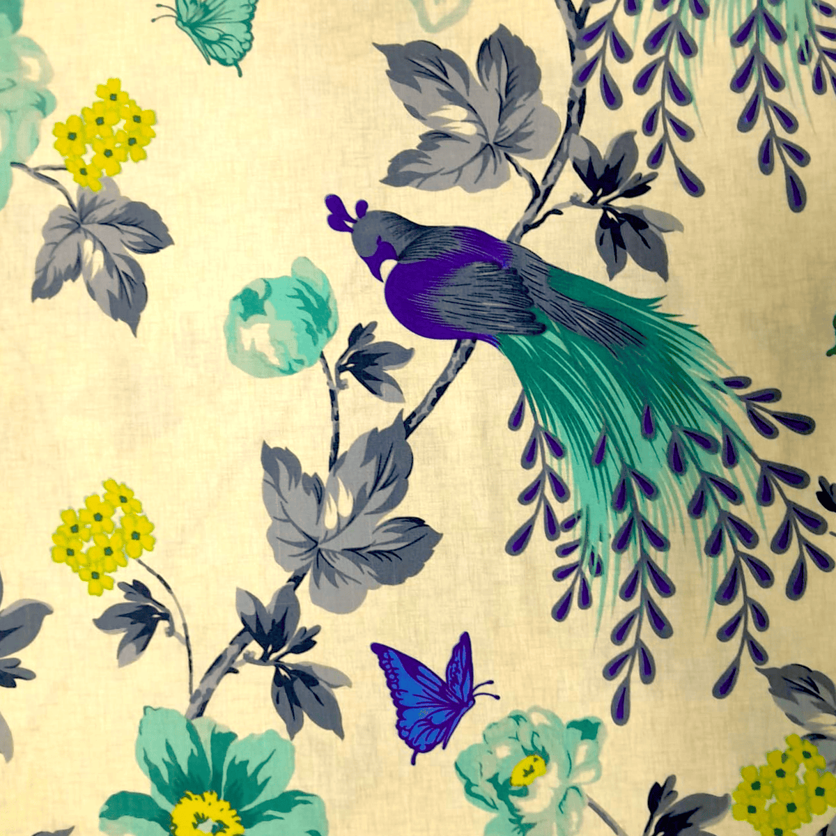 Fabric Printed Cotton Fabric Fabric Poly Cotton PRT Peacock Linen 150 cm beige