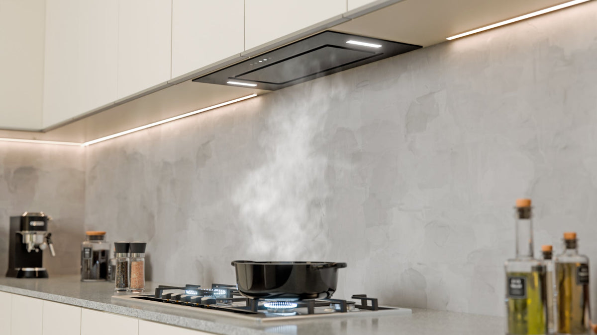 Falco 75cm Black Glass Built-In Extractor - FAL-75-BIG-B