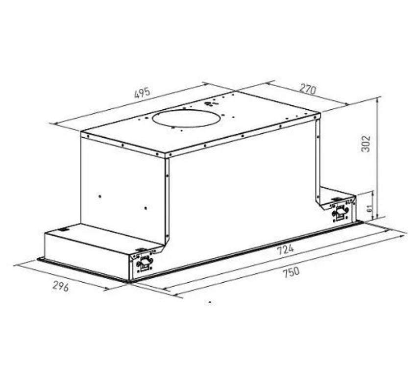 Falco 75cm Black Glass Built-In Extractor - FAL-75-BIG-B