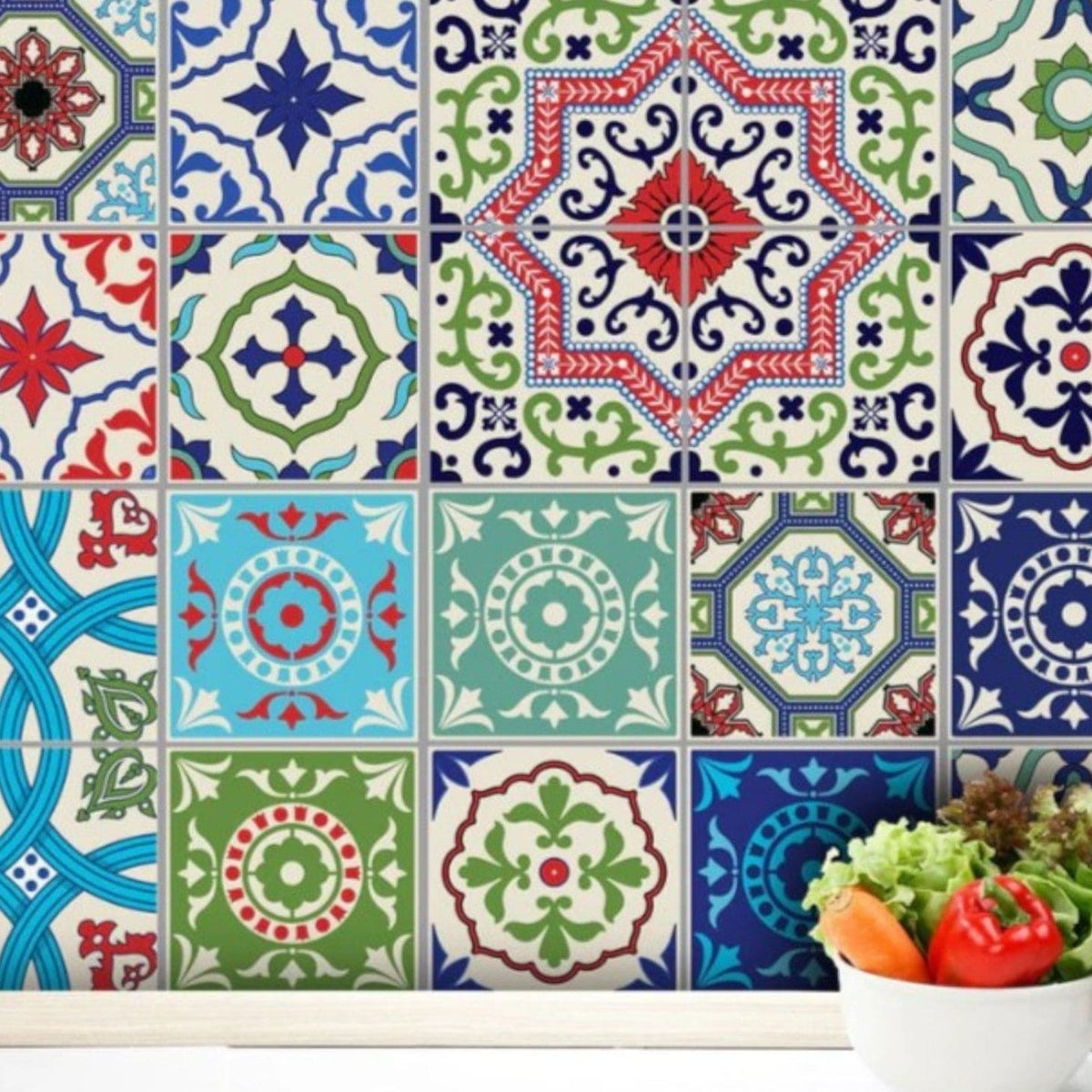 Fantastic Vinyl Sticker Tile Moroccan 15 cm Decorative Vinyl Stickers Design 1