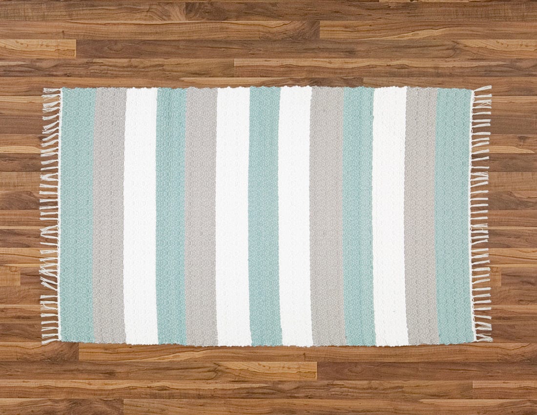 Amelia Jackson RUG Amelia Jackson Dhurrie Twill Namib Duck Egg, Grey and White 75x120cm SBED051A (7476152303705)