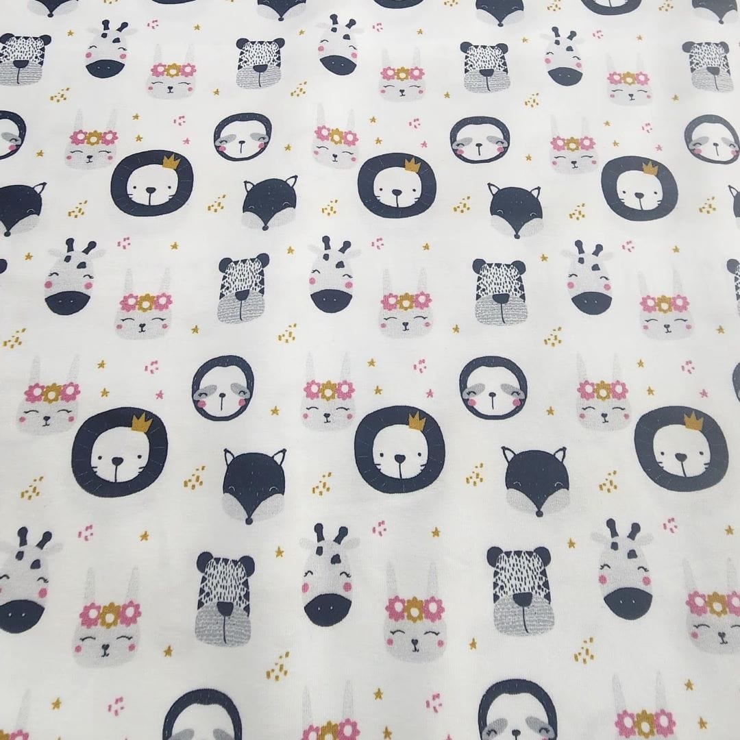 COTTON LYCRA Dress Fabrics Printed Cotton Lycra Fabric 150cm Cute Animals (7514478084185)