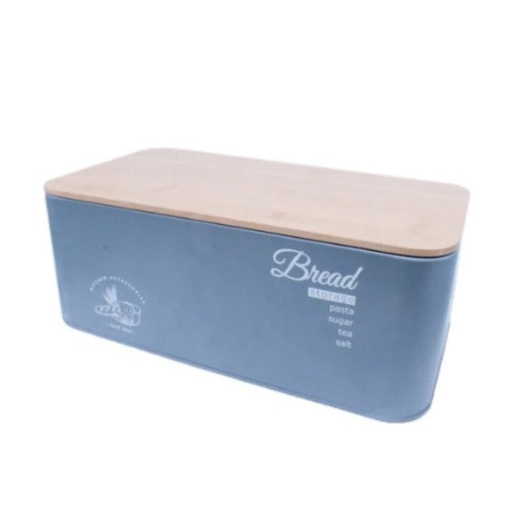 Stainless Steel CANISTER Stainless Steel Bread Bin Wooden Lid (7136937738329)
