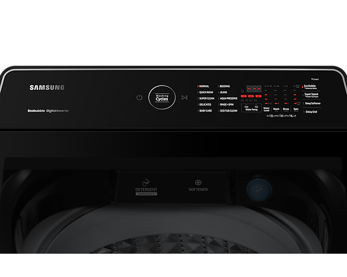Samsung WASHING MACHINE Samsung 19kg Top Loader Washing Machine Black Caviar WA19CG6745BVFA (7398401310809)