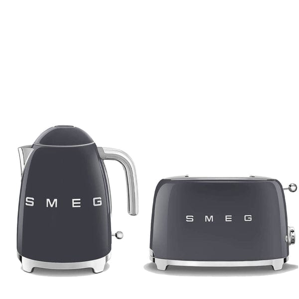 smeg TOASTER & KETTLE Smeg 50's Retro Style Kettle and 2 Slice Toaster Set Slate Grey (7346595528793)