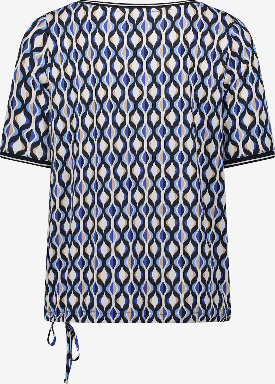 Betty Barclay 70s Geometric Print Shirt-Blue/Cream 2742/1752