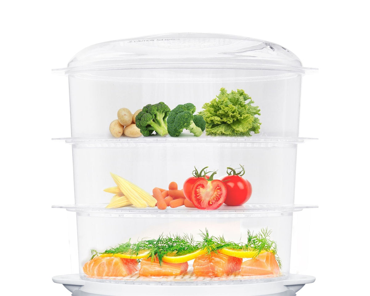 Mellerware Food Steamer Mellerware Food Steamer With Timer Plastic 3 Tier 9L 800W Dim Sum 27610