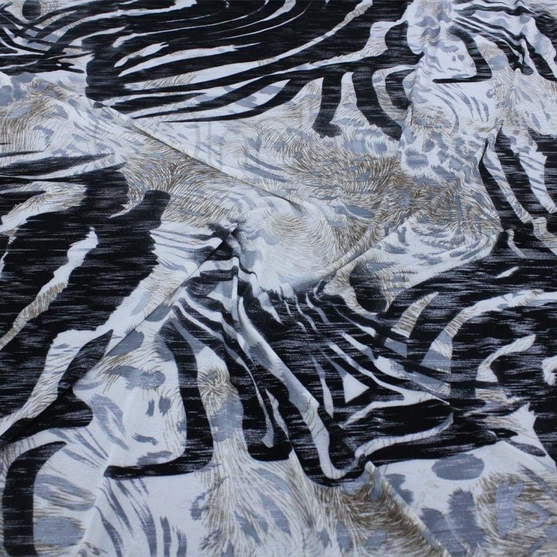 FDY PRINTS Dress Fabrics Black Printed FDY Foil Fabric 150cm