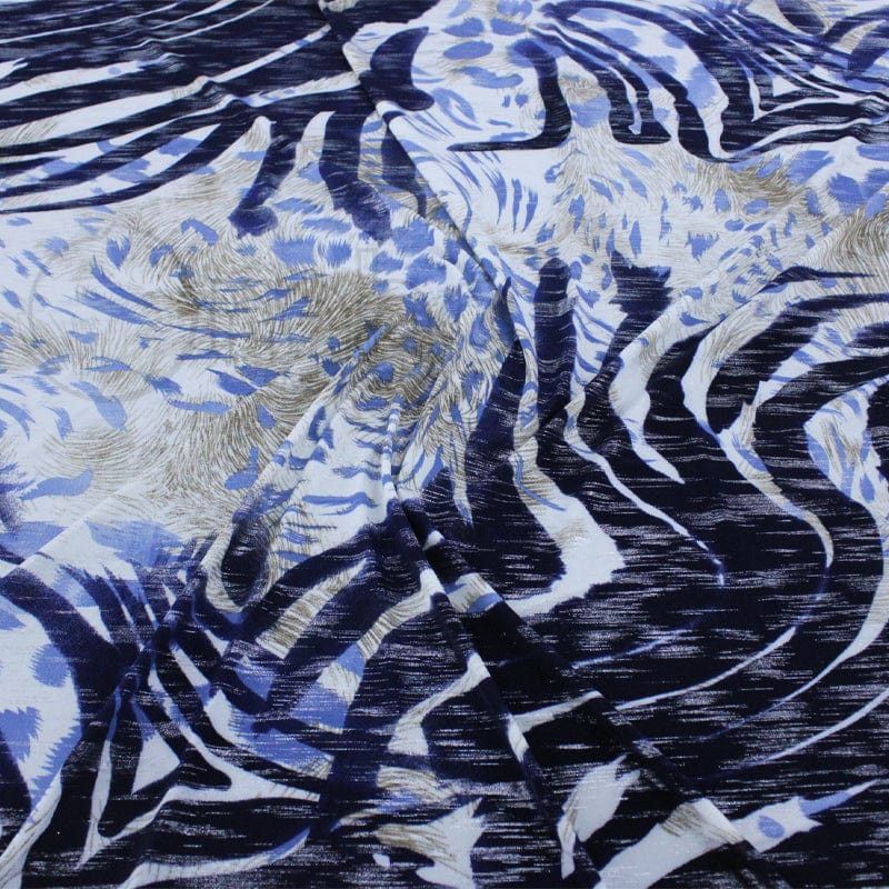 FDY PRINTS Dress Fabrics Navy Printed FDY Foil Fabric 150cm