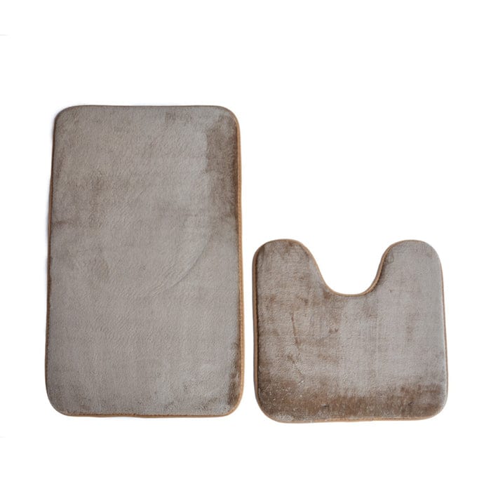 Waltex BATH MAT Waltex 2 Piece Memory Foam Bath Mat Set Taupe MEMO142T (7808632946777)