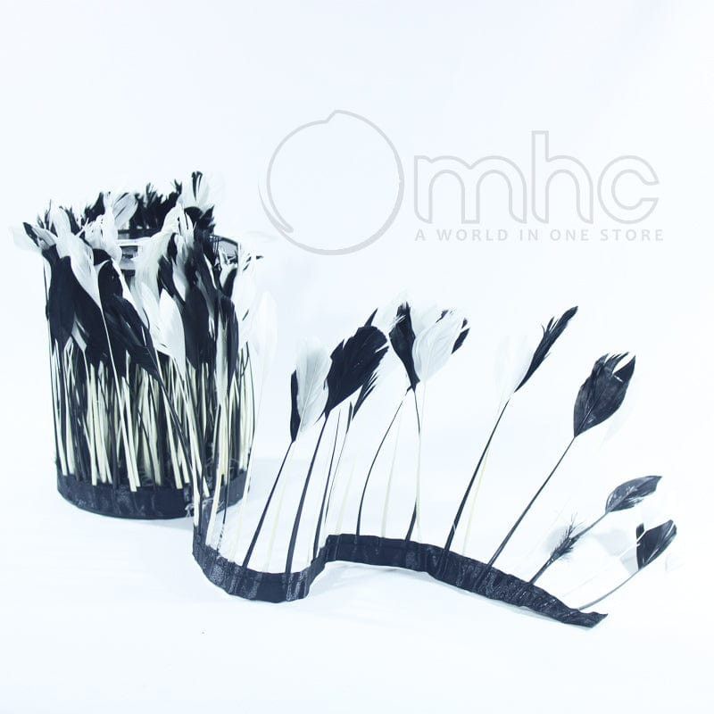 FEATHER TRIMMINGS Habby Black and White Two-Tone Feather Trimming